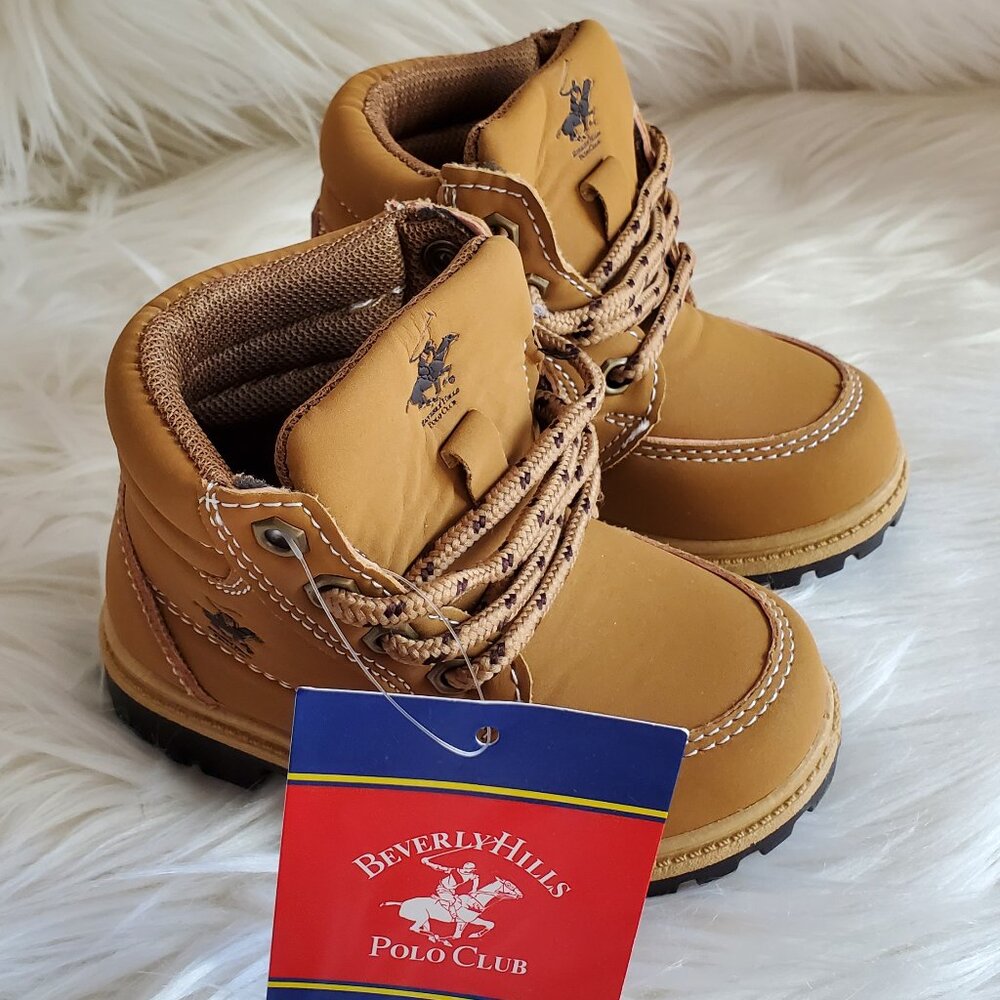 Beverly Hills Polo Club Unisex Tan Lace Up Work Fashion Soft Ankle Boots SZ 6